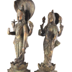 Vintage Brass Vishnu Lakshmi Idol Pair 18 Inch - Antique Divine Couple | Jaipurio